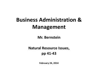 Business Administration &amp; Management