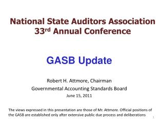 National State Auditors Association 33 rd Annual Conference