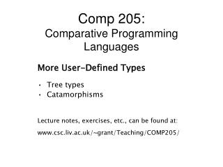 Comp 205: Comparative Programming Languages