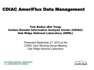 CDIAC AmeriFlux Data Management