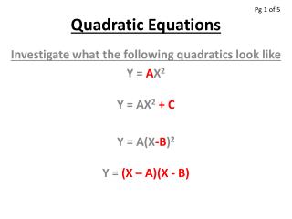 Quadratic Equations