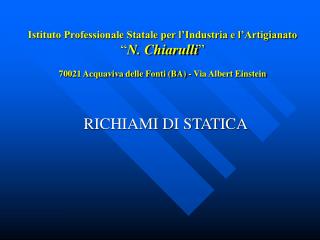 RICHIAMI DI STATICA