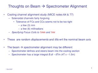Thoughts on Beam  Spectrometer Alignment