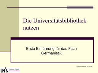 Die Universitätsbibliothek nutzen