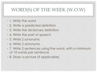 WORD(S) OF THE WEEK (W.O.W)