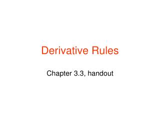 Derivative Rules