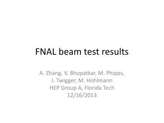 FNAL beam test results