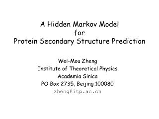 A Hidden Markov Model for Protein Secondary Structure Prediction