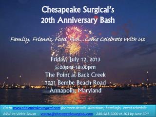 Chesapeake Surgical’s 20th Anniversary Bash