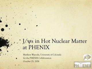 J/ y s in Hot Nuclear Matter at PHENIX