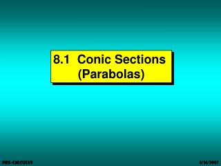 8.1 Conic Sections (Parabolas)