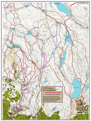 XC Ski Courses M= 1:25.000 (A4) ---- Groomed only Classic ---- Groomed also Skate