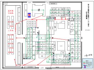 圖例： 建築物內路線 建築物外路線 樓梯路線 緊急救護中心