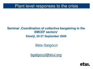Plant level responses to the crisis