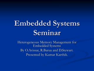 Embedded Systems Seminar