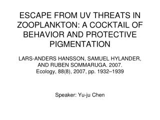 Speaker: Yu-ju Chen