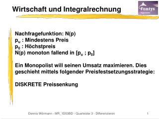 Wirtschaft und Integralrechnung