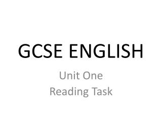 GCSE ENGLISH