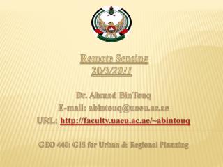 Remote Sensing 20 /3/2011