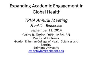 Expanding Academic Engagement in Global Health