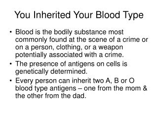 You Inherited Your Blood Type