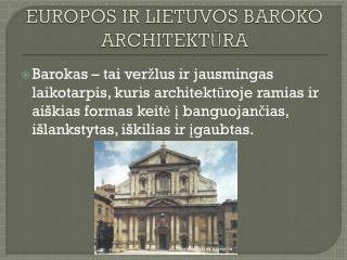 EUROPOS IR LIETUVOS BAROKO ARCHITEKT ŪRA