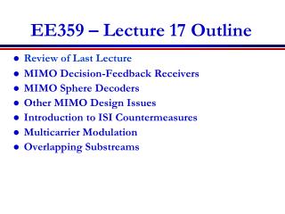 EE359 – Lecture 17 Outline