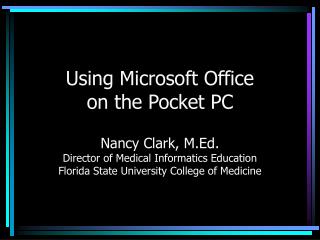 Using Microsoft Office on the Pocket PC