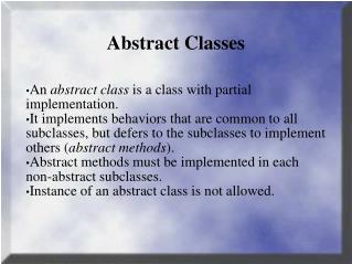 Abstract Classes