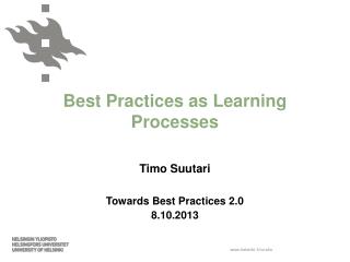 Best Practices as Learning Processes
