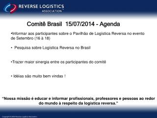 Comitê Brasil 15/07 /2014 - Agenda