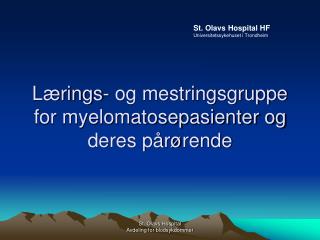 Lærings- og mestringsgruppe for myelomatosepasienter og deres pårørende