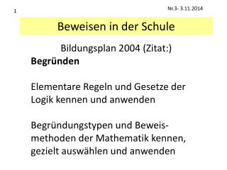 Beweisen in der Schule