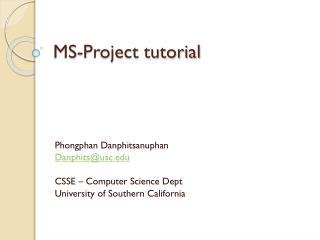 MS-Project tutorial