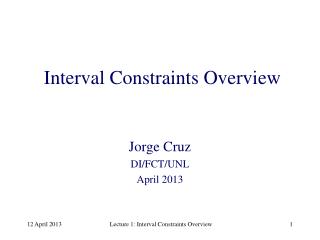 Interval Constraints Overview