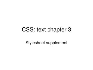 CSS: text chapter 3