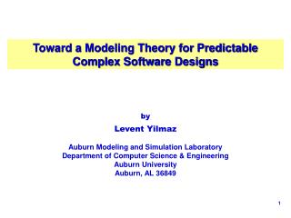 Toward a Modeling Theory for Predictable Complex Software Designs