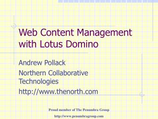 Web Content Management with Lotus Domino