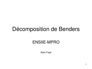 Décomposition de Benders