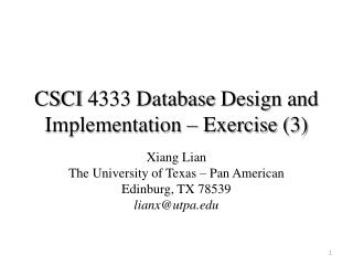 CSCI 4333 Database Design and Implementation – Exercise (3)