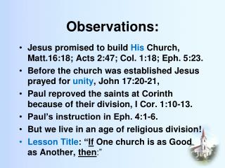 Observations:
