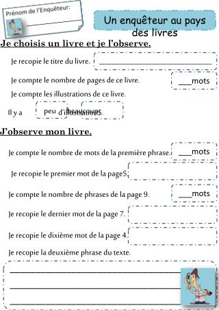 Je c h oisis un livr e et je l’observe .