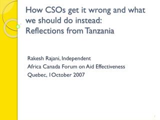 How CSOs get it wrong and what we should do instead: Reflections from Tanzania