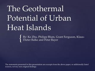 The Geothermal Potential of Urban Heat Islands