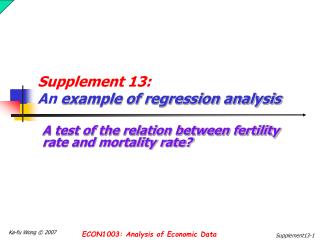 Supplement 13: An example of regression analysis