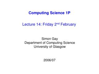 Computing Science 1P