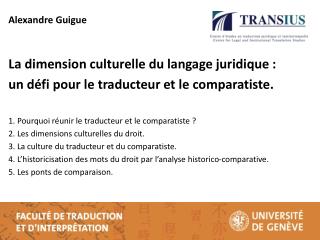 Alexandre Guigue La dimension culturelle du langage juridique :