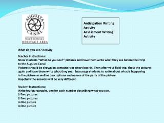 Anticipation Writing Activity Assessment Writing Activity