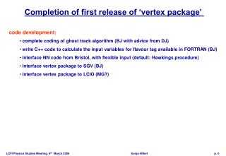 Completion of first release of ‘vertex package’