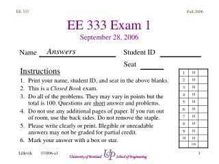 EE 333 Exam 1 September 28, 2006